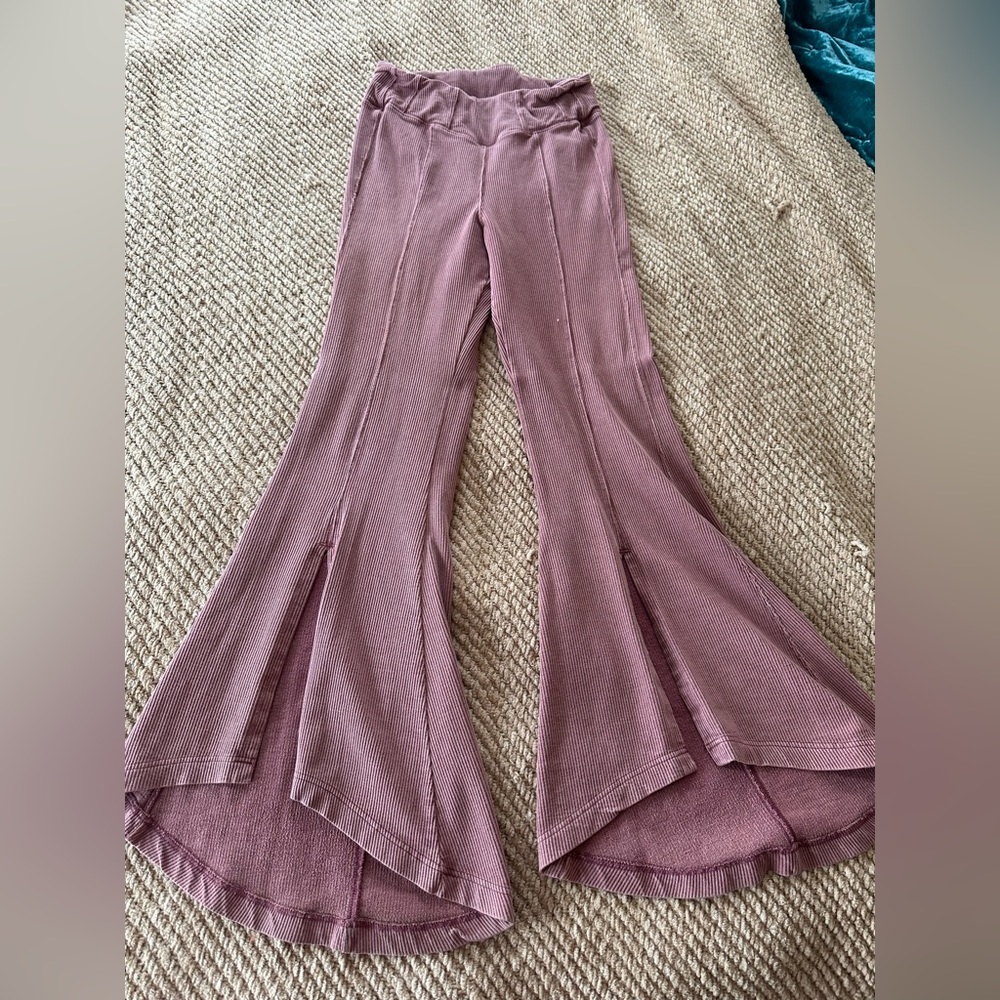 Free People Movement Pink Flare Pants with Slit Small